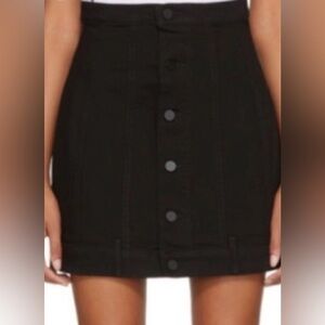 DENIM x Alexander Wang Black Button-Front Utilitarian Moto Panel Mini Jean Skirt